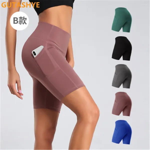 Shorts actifs Femmes gymnase haute taille soulève push up up thermes sports leggings de téléphone jogging jogging running fitness yoga pantalon