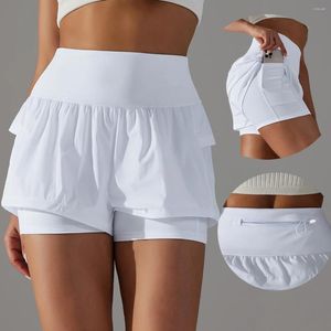 Shorts actifs Femmes de gymnase Sport Runing Pantalons courts élastiques avec poches Joupes de tennis Pantalage de golf