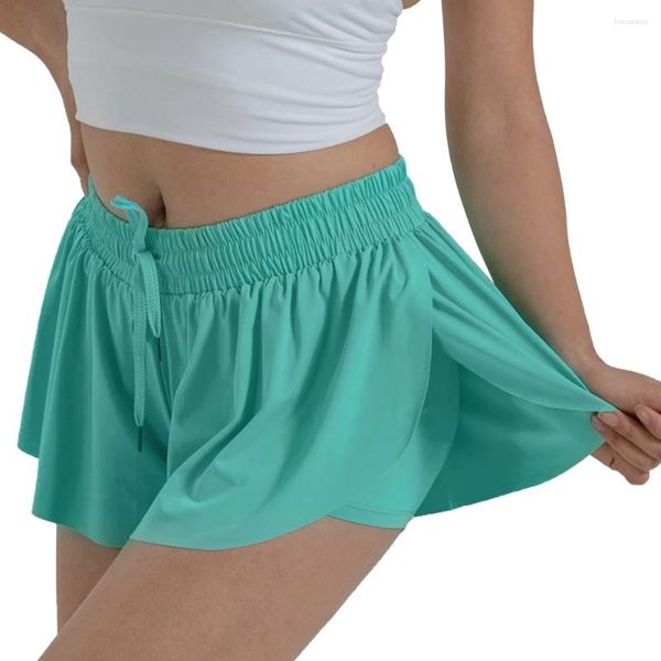 Shorts actifs 2 en 1 pour femmes, Mini jupes fluides pour l'entraînement, Yoga, Tennis, séchage rapide, papillon avec poches