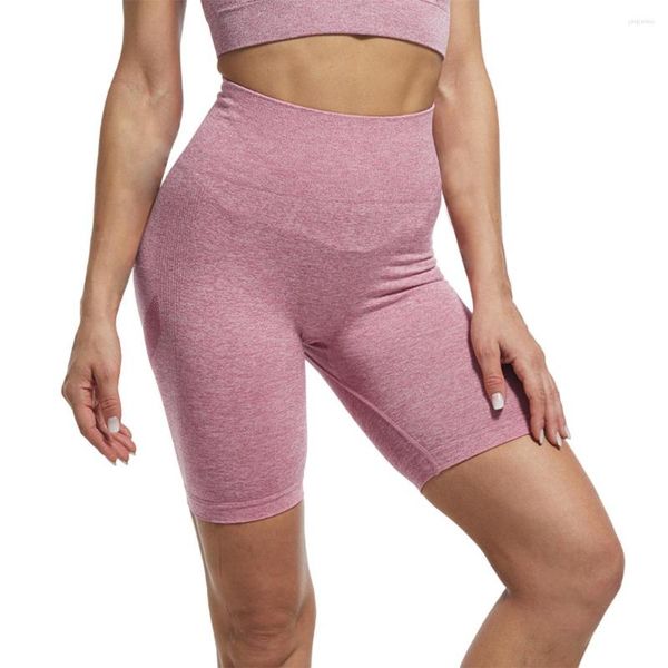 Pantalones cortos activos de cintura alta para mujer, Yoga, verano, niñas, gimnasio en casa, correr, ciclismo, deportes, pantalones cortos, ropa de mujer rosa