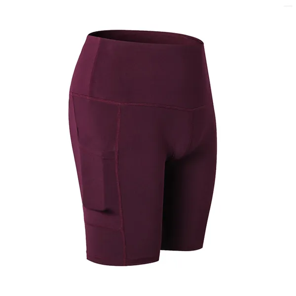 Pantalones Cortos Activos Mujer Gimnasio En Casa Slim Fit Elástico Control De La Barriga Cintura Alta Cómodo Ciclismo Transpirable Con Bolsillo Interior Al Aire Libre Yoga