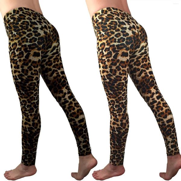 Active Shorts Pantalon de yoga en soie glacée imprimé léopard pour femme