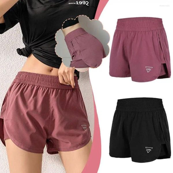 Short actif femme course à pied séchage rapide Fitness noir Double couche Yoga Sport entraînement musculation pantalon court