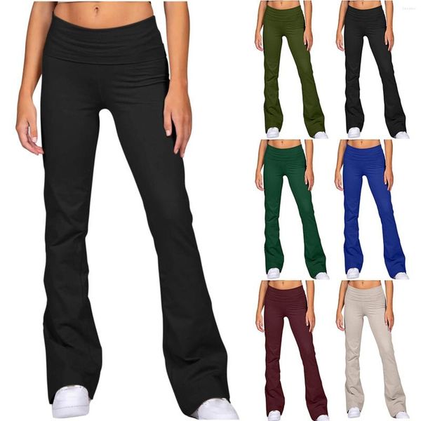 Pantalones cortos activos para mujer, pantalones de Yoga elásticos de cintura alta, ajustados y ajustados de Color sólido, ropa de calle Hipster informal de pierna ancha