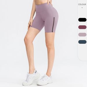 Shorts actifs pantalons de Yoga nus pour femmes brocart Double face brossé pantalons de Fitness entraînement de course taille haute court de sport serré