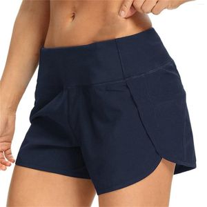 Short actif pour femme, pantalon de course, d'entraînement, taille élastique, poche athlétique