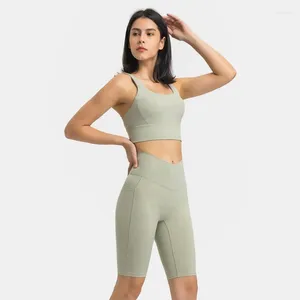 Shorts actifs pour femmes Traine de fitness sportif mi-élasticité haute hanche soulevant un pantalon de yoga extérieur exercice de genou leggings moyens