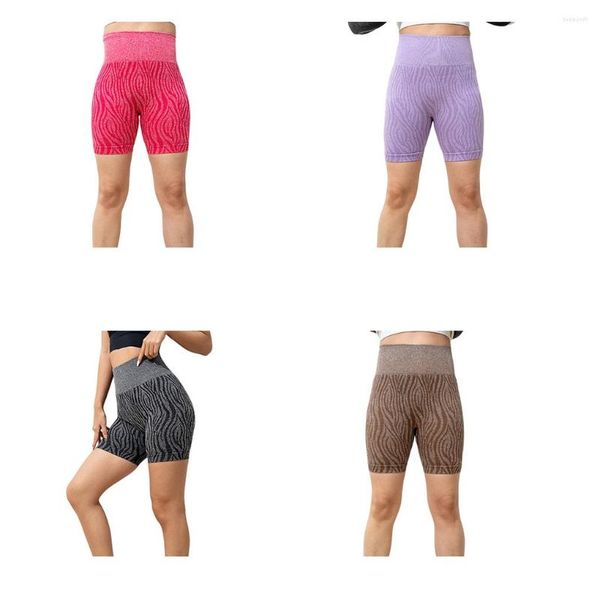 Pantalones cortos activos Yoga Fitness pantalones de cintura alta ropa de gimnasio multicolor Sexy al aire libre interior ciclismo sin costuras corto transpirable rojo M