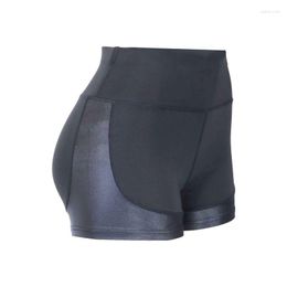 Shorts actifs pantalons de Yoga imitation cuir coutures dames Leggings Fitness jupe mode épissage conception