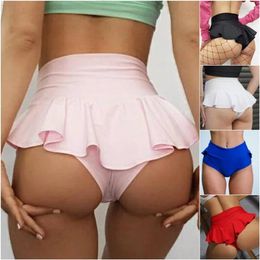 Actieve shorts yoga dames mode hoge taille broek broek ruche rump cheerleading bikini geplooide fitness short short