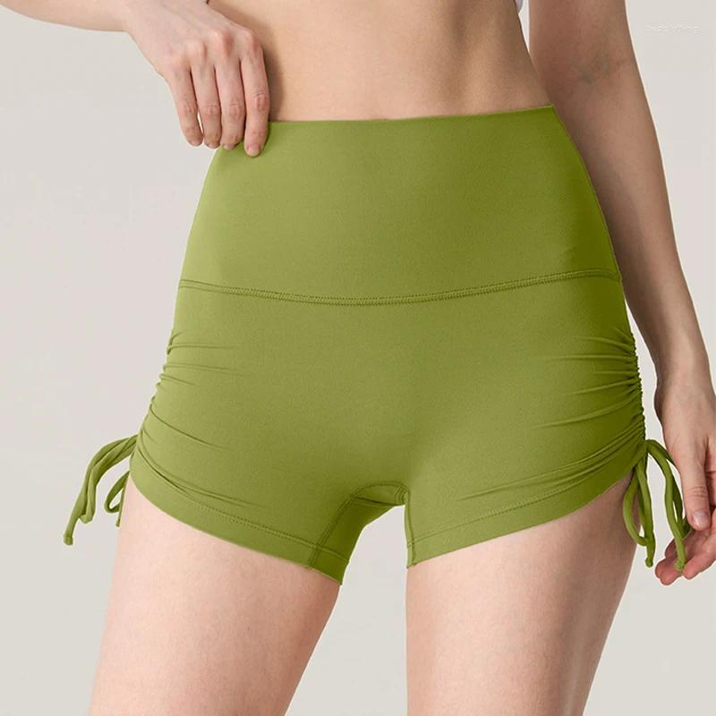 Pantalones cortos activos de yoga para mujeres elásticas elásticas plisadas de lubricación lubricante de lubina de ajuste delgados para mujeres gimnasia gimnasia