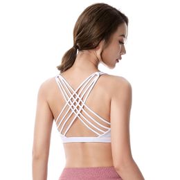 Sous-vêtements actifs Fitness Soutien-gorge de sport pour femmes Push Up Wirefree Rembourré Crisscross Strappy Running Gym Training Workout Yoga Crop Tops 220830