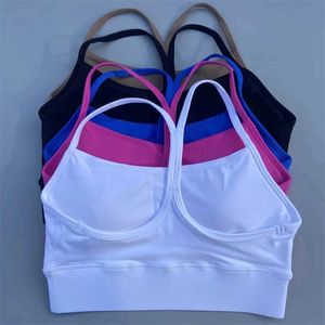 Sous-vêtements actifs Couleur solide y forme des femmes Fitness Bra Trainage complet Jog Gym Top de yoga Tank Soft Shockproof avec poitrine High Strength D240508