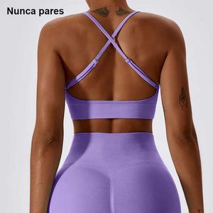 Ropa interior activa yoga top criss criss backless sports bras Women D240508
