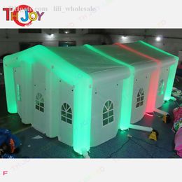 Activités 12x6x4.5mh (40x20x15ft) Maison de mariage gonflable blanc VIP Room Commercial LED Glowing Giant Marquee Party Tent avec des lumières colorées