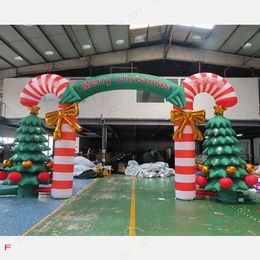 Actividades 26 pies 8 m de ancho arco de Navidad inflable caja de regalo de dulces al aire libre arco de entrada para decoración de vacaciones