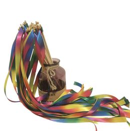 Activiteiten Stick Party Decoratie Douche Rainbow Ribbon Fairy Wands Tassels Streamers voor bruiloft Verjaardagsvakantie