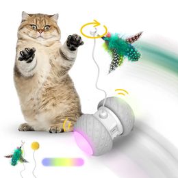 Activiteit Kattenspeeltje Interactief elektrisch Rollend huisdierspeelgoed Automatisch Smart Teaser Kitten LED-licht voor katten Spelen Kras USB-oplading 240226
