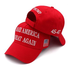 Casquette de baseball brodée en coton pour fête, chapeaux d'activité, Trump 45-47th, Make America Great Again, chapeau de sport