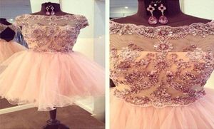 Werkelijke afbeelding 2016 goedkope homecoming jurken afgedekte mouw kralen tule vestido de festa prom jurken feest homecoming afstudeerjurk 9141830