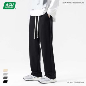 ACU herenkleding |2024 Zomer Nieuwe Solid Color Hanging Guard Broek Loose modemerk Rechte been Casual Sports Ice Silk Pants voor mannen