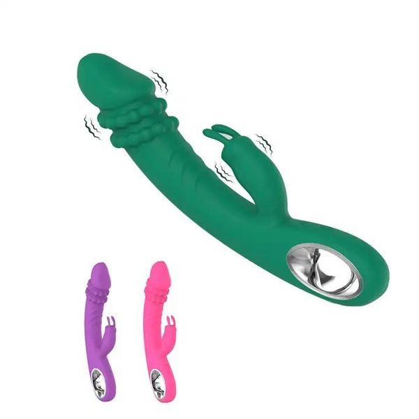 ACVIOO Rabbit Clitoral G Spot Vibrator Dildo pour les femmes anal vibrant un gode réaliste avec 10 puissants modes indépendants Toys sexe pour femmes ou couples (vert)