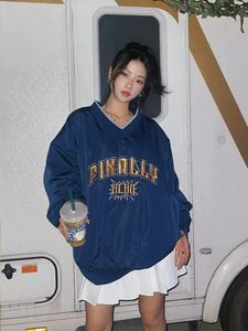 Agagirl American Retro Embroidery Baseball Hoodies Women Preppy Style Sports Sweatshirts met lange mouwen Y2K Casual Kpop losse tops 240504