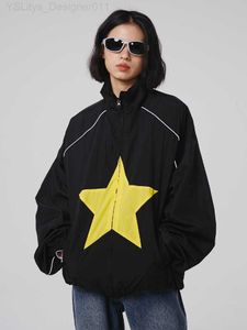 ADAgirl-Chaquetas con estampado de estrellas Harajuku para mujer, ropa de calle Y2k, abrigos Gorpcore para exteriores, Tops Vintage de gran tamaño para niñas, producto de tendencia L230824