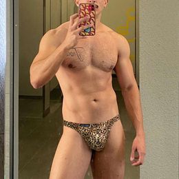Adannu Leopard Pattern Men's Underwear Summer Thin Sexy Sexy Low Taist U Convex Triangle Pantal