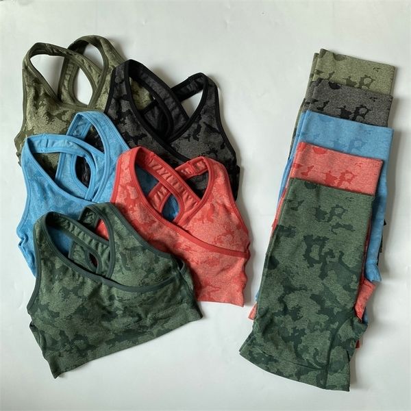 Adapt Camo Ensemble de yoga sans couture pour femmes Entraînement Vêtements d'été Soutien-gorge de sport Shorts de fitness Leggings Vêtements de sport Tenue 220329