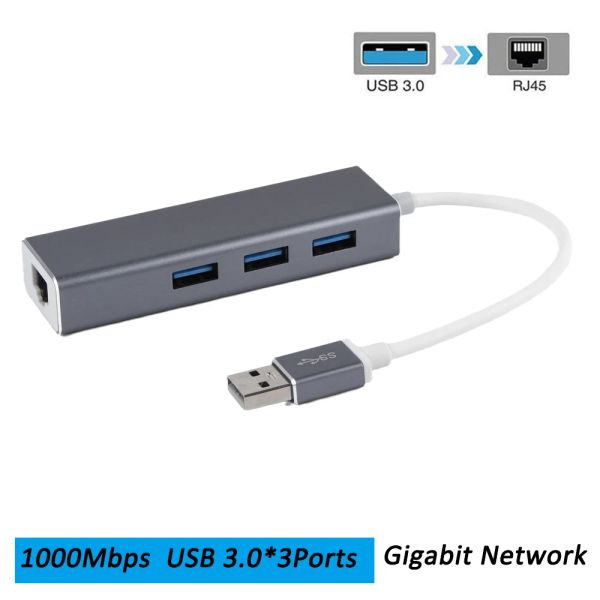 Adaptateur 1000 Mbps Carte réseau Gigabit USB Hub Ethernet Adaptateur PC RJ45 Hubs 1000 Mbps Adaptador Networking Gigabit Ethernet USB Adaptateur