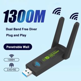 Adaptateur 1300 Mbps WiFi USB 3.0 Adaptateur 802.11ax Dual Band 2.4G / 5GHz Wiless WiFi Dongle Network Carte RTL7612 pour Win 10/11 PC