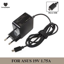Adaptateur 19v 1.75A 33W Adaptateur d'alimentation du chargeur d'ordinateur portable Micro USB pour ASUS EEEBook x205T X205TA TP200S E202 E202SA E205SA A3050 Alimentation
