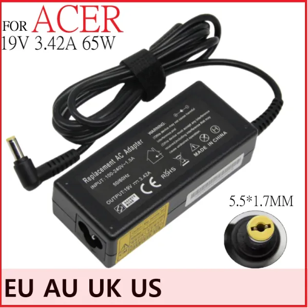 Adaptador 19V 3.42A 65W Adaptador de CA Cargador de batería para Packard Bell EasyNote TV11HC TV44HC TE11BZ TE11HC