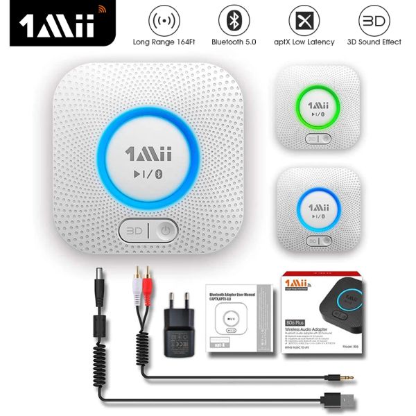 Adaptador 1MII Bluetooth Audio Receptor Aptx LL Dual Link RCA 3.5 mm Aux 3D Música 30m Adaptador de audio inalámbrico de largo alcance para SPEAKE B06 Plus