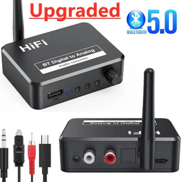 Adaptador 2 IN1 DAC Bluetooth 5.0 Receptor de audio de audio Digital a Analógico Convertidor Aux Aux RCA para Umidigi A11 A13 Pro A13s Bison 2 Pro GT2 5G