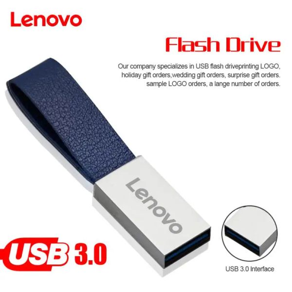 Adaptateur 2023 Nouveau Lenovo USB Drive Flash Drive USB 3.0 Haute vitesse 128 Go 256 Go 512 Go 1TB 2TB Flash Pendrive Stick Pen Drive pour TV / Computer / Car