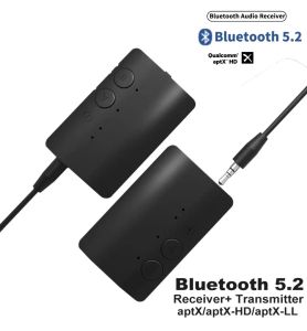 Adaptateur 2in1 Bluetooth 5.2 Récepteur d'émetteur audio APTX Adaptif / LL / HD 3.5 mm AUX TYPEC Jack Qualcomm Low LALENCE Adaptateur sans fil
