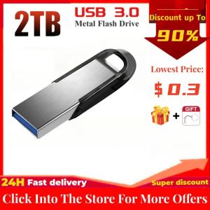 Adapter 2TB USB Flash drives 1TB 512 GB metaal Real Capaciteit geheugenstick High Speed Flash Memory Black Gift Storage U Schijf voor pc