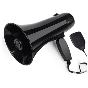 Adaptador 35 vatios Potencia portátil altavoz de megáfono PA Bullhorn con micrófono de mano desmontable, sirena construida (negro)