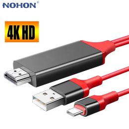 Adapter 4K 60Hz HD -videokabel voor laptop Samsung Xiaomi Mi Redmi Huawei Telefoon USB Type C naar HDMI AV Adapter 1080p TV Projector Monitor
