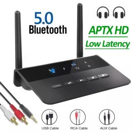 Adaptateur 80m Bluetooth 5.0 Récepteur d'émetteur APTX HD LL Adaptateur audio sans fil à faible latence Adaptateur 3,5 mm AUX RCA pour les écouteurs PC TV