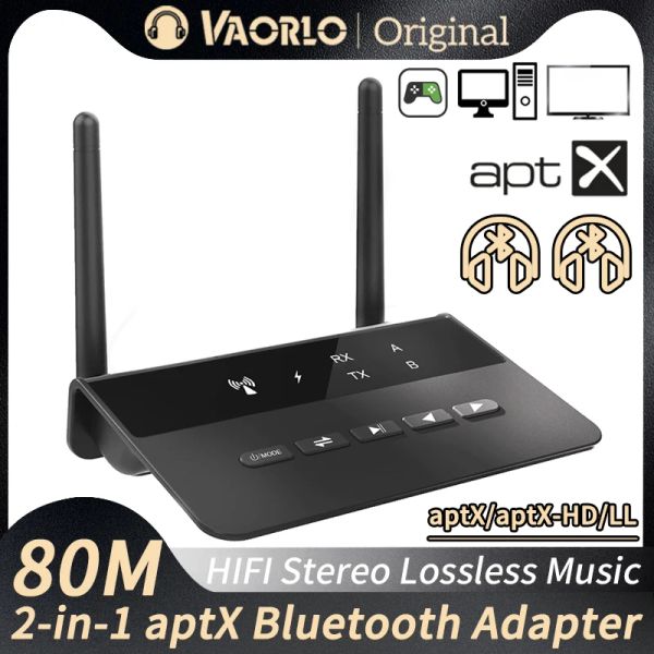 Adaptateur 80m Bluetooth 5.0 Récepteur d'émetteur APTX HD LL Adaptateur audio sans fil à faible latence Adaptateur 3,5 mm AUX RCA pour les haut-parleurs de télévision PC