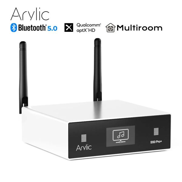 Adaptateur Arylic S50 Pro Plus Bluetooth Audio Amplificateur WiFi et APTX HD Préamplificateur avec ESS Saber DAC AKM ADC Bluetooth Audio Receiver