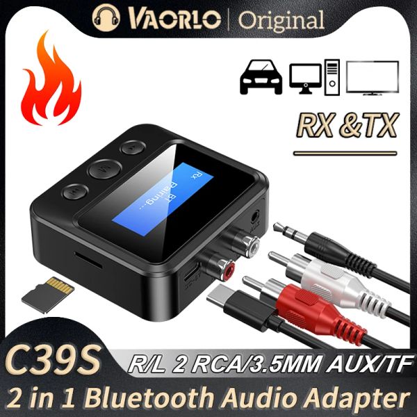 Adaptador Bluetooth 5.0 Receptor de transmisor de audio LCD Pantalla RCA 3.5 mm Aux USB Dongle Stereo Adaptador inalámbrico para auriculares para TV PC de automóvil