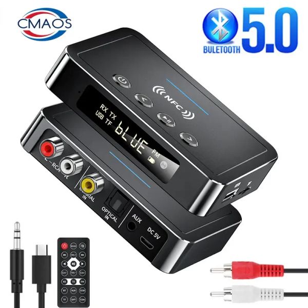 Adaptateur Bluetooth 5.0 récepteur émetteur FM stéréo AUX 3.5 mm Jack RCA Optical Wireless Handsfree Call NFC Bluetooth Audio Adapter TV