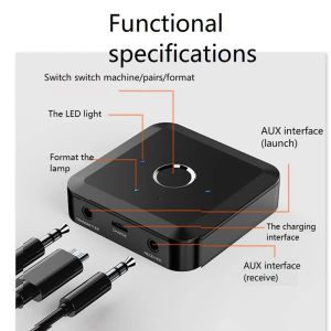 Adaptateur Bluetooth 5.0 Récepteur récepteur Low Lentency Qualcomm 3.5 mm Jack Stéréo Music Adaptateur audio sans fil pour la voiture PC TV
