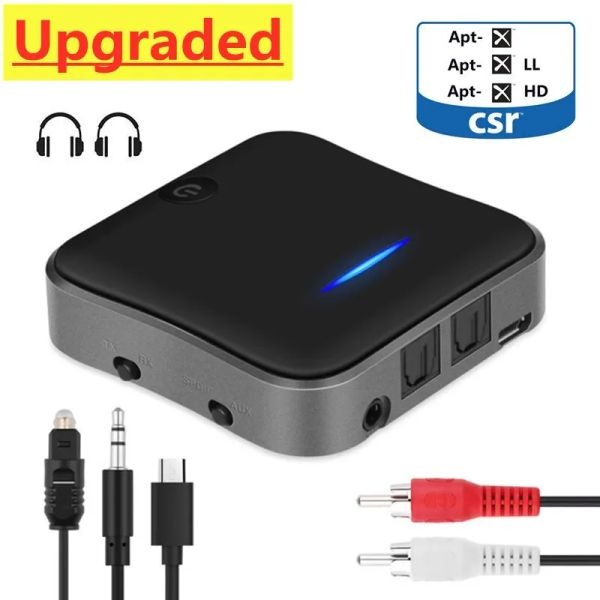 Adaptateur Bluetooth 5.0 Récepteur émetteur APTX HD LL Adaptateur audio sans fil à faible latence Adaptateur 3,5 mm AUX RCA pour PC TV Kit Kit