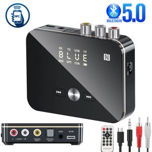 Adaptateur émetteur récepteur Bluetooth 5.0 NFC stéréo 3.5 mm Aux Jack RCA Adaptateur audio sans fil optique micro Remote Contrôle de la télévision