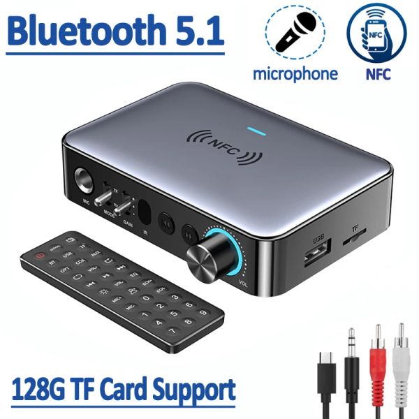 Adaptateur émetteur récepteur Bluetooth 5.0 NFC stéréo 3.5 mm Jack optique coaxial RCA Wireless Adapter + microphone chanter pour la télévision